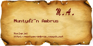 Muntyán Ambrus névjegykártya